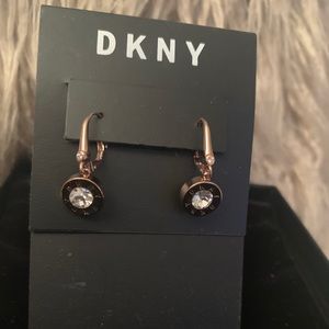DKNY Rose Gold logo CZ earrings